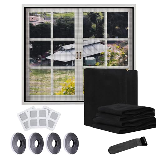 Mosquitera para Ventana Autoadhesiva, Pantalla Mosquitera Universal con Malla Contra Insectos 130x150 cm - Tela Ajustable Anti Mosquitos/Moscas (Negro)