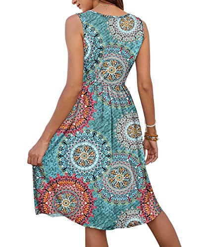 Image of MOLERANI Women Summer Dresses Sleeveless Casual Loose Swing Button Down Midi Dress with Pockets