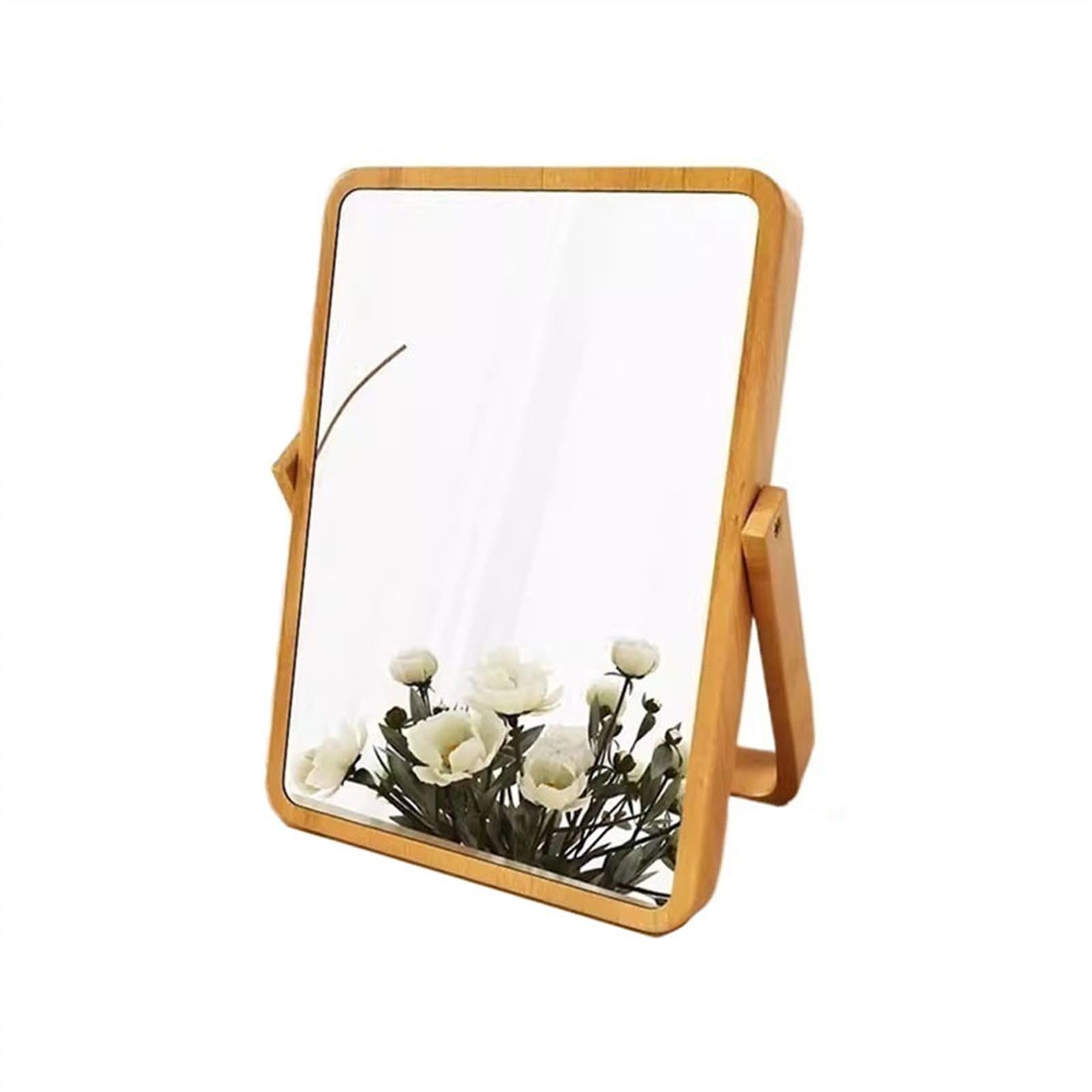 Specchio per il trucco Specchio for la casa Camera da letto Specchio for il trucco in legno Desktop for ufficio Piccolo specchio for toletta portatile pieghevole Specchio da tavolo(Natural,M)