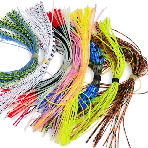 Juego de faldas de pesca personalizables, 30 paquetes surtidos con anillos de goma fiables para tu caja de aparejos