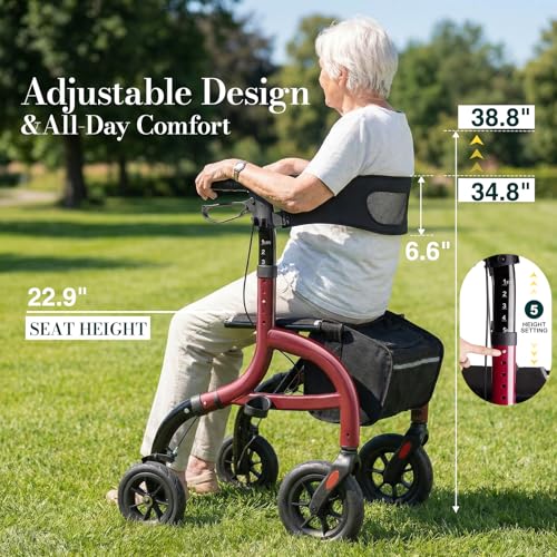 Image of Walkers for Seniors, Rollator Walker with Seat and Backrest