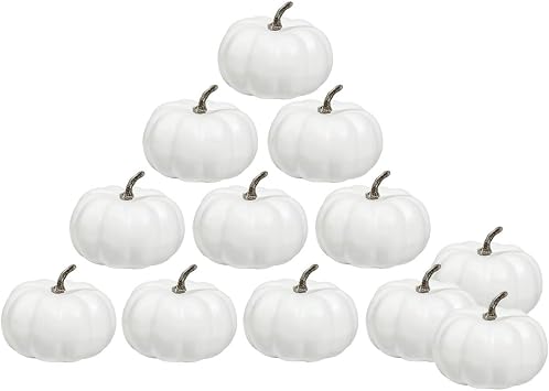 vensovo 3 Inch Small White Pumpkins for Decorating - 12PCS Mini White Foam Decorative Pumpkins for Fall Decor, White Paintable Artificial Pumpkins Perfect for Halloween Decor Thanksgiving Decor