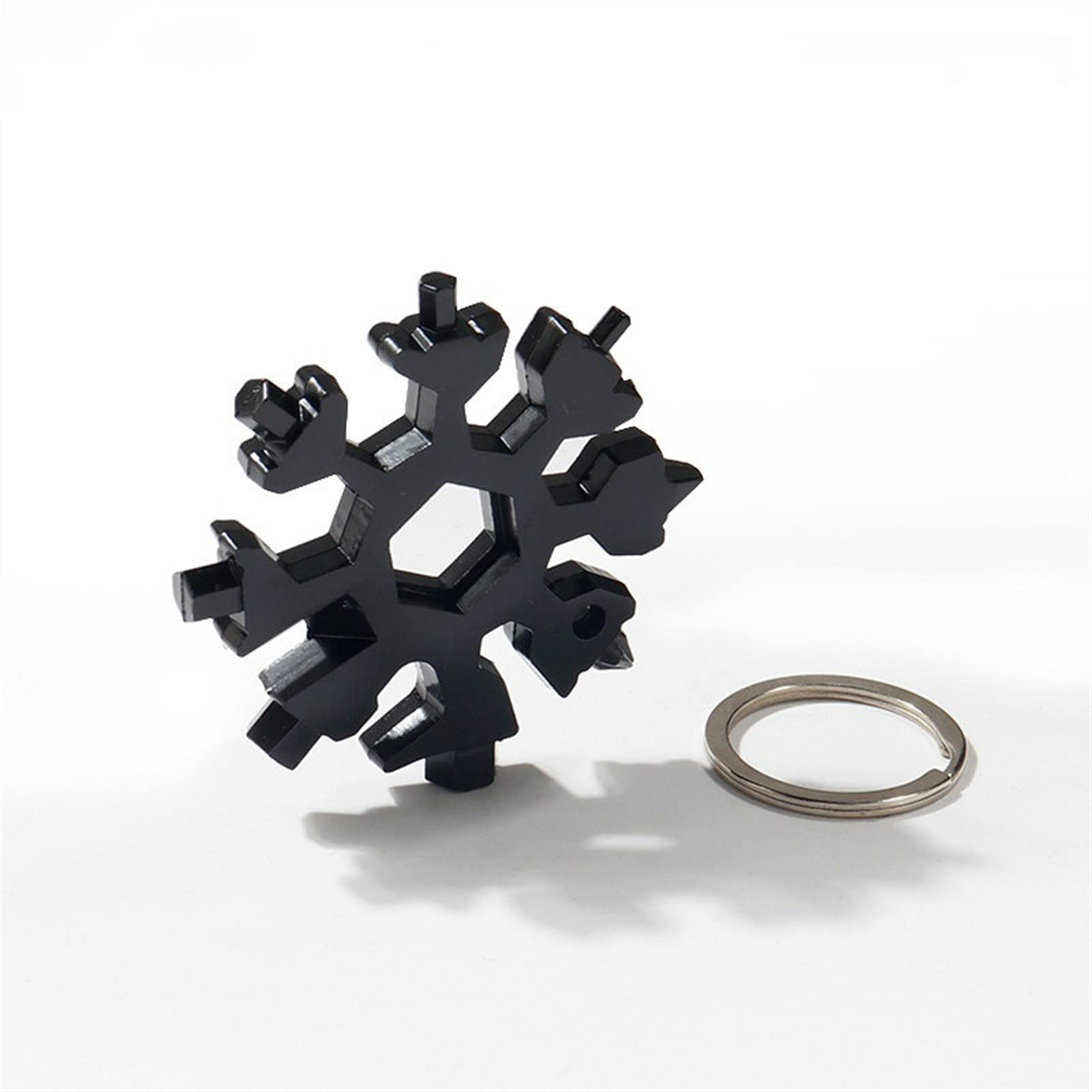 Bkhsgdxj Black Snowflake Wrench Snowflake Multitool,Screwdriver Spanner, Snow Flakes Wrench Keyring(Black)