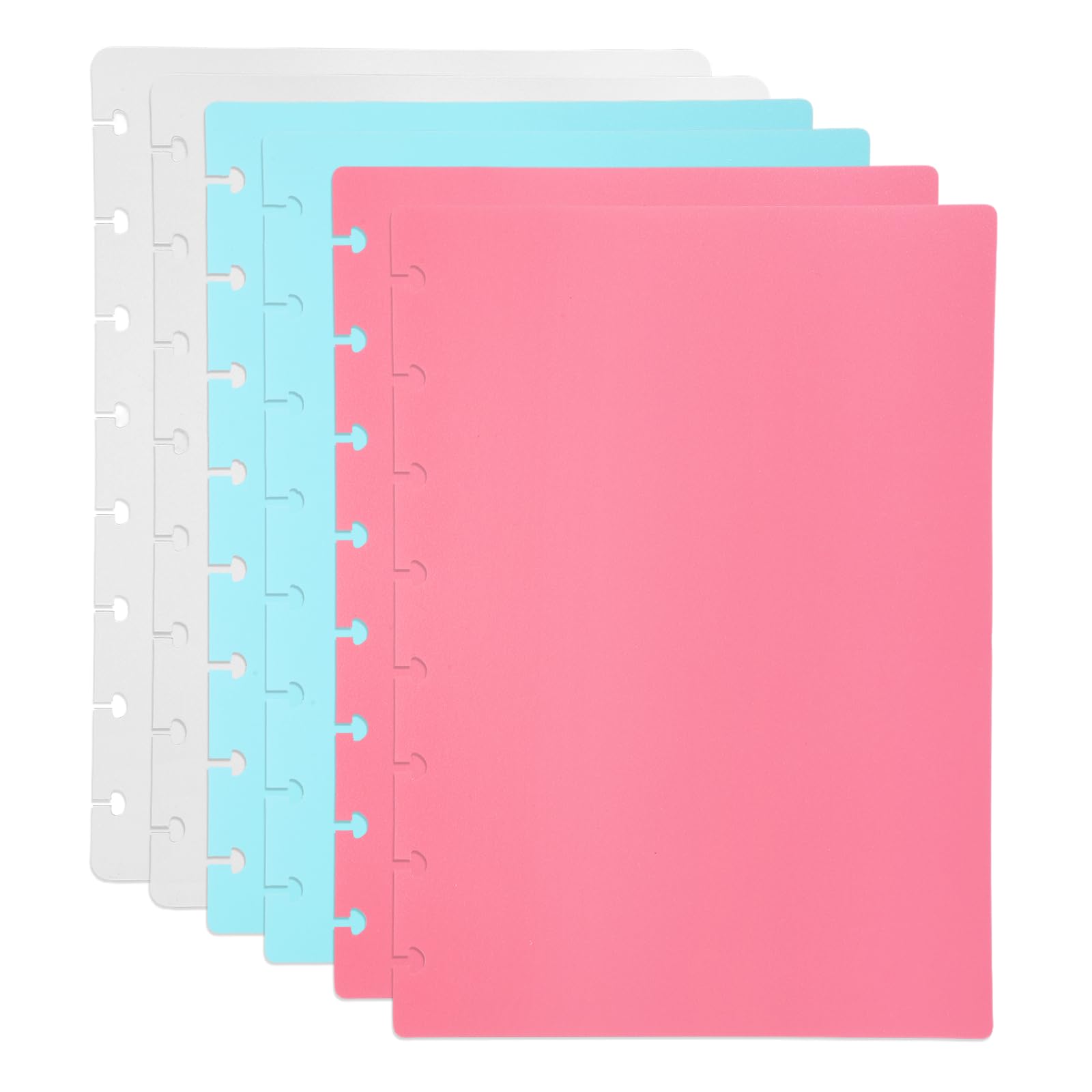 PATIKIL 1 Set Discbound Notebook Cover, 8.5 x 6 A5 Letter Size PP Disc Planner Cover for Notebook Planner Office Product, White/Pink/Green