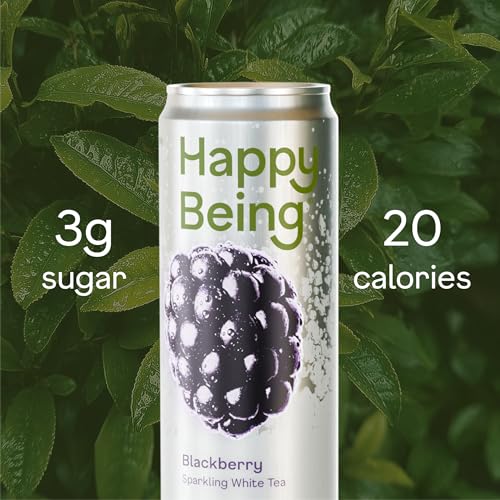 Image of Happy Being Blackberry Sparkling White Tea, Antioxidant Rich, 12oz 16 Pack