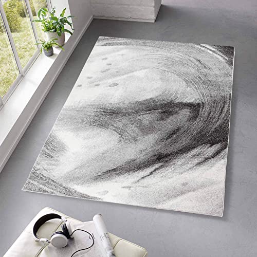Taracarpet Kurzflor Teppich fürs Wohnzimmer Schlafzimmer und das Kinderzimmer Moderner Designerteppich TC-Fashion 6116 Circle grau 240x330 cm