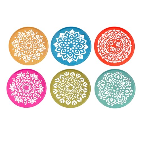 Image of Craftam Rangoli Stencil Diwali Decoration Items, Rangoli Making Stencils for Floor Decorations, Reusebale Rangoli Stencils (8 Inch, 6 Pcs Set)