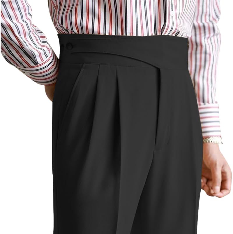 Men's High - Waisted Pleated Trousers: Stylish & Versatile Dress Pants for Men