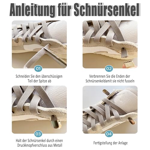 GOODSALEOK 2 Paar Elastische Schnürsenkel Ohne Bindung Flache Sportliche Schuhband Unisex Sportschuhe Laufschuhe Sneaker Freizeitschuhe Beige