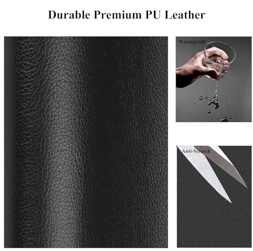 Image of TOPSELLERS BLACK Leather Repair Patch Kit with Super Strong Glue Tube - Premium Genuine Leather for Sofa, Car, Bike Seats & More