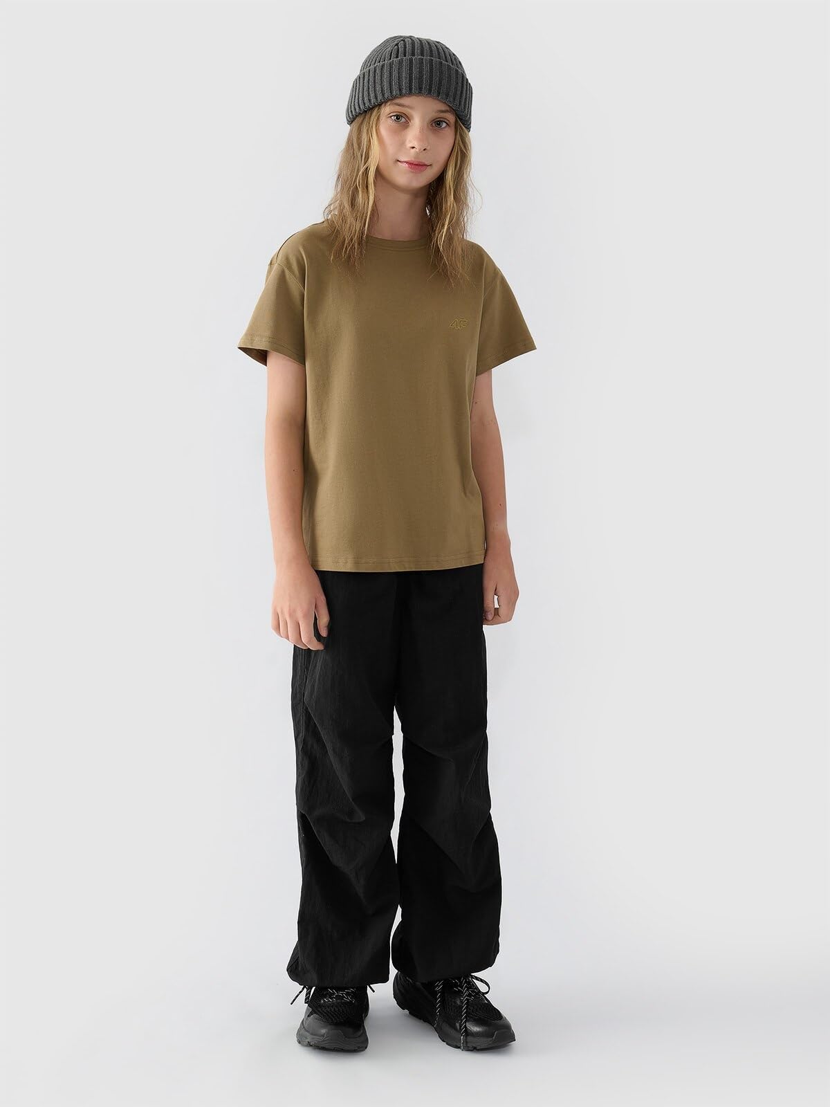 4F T-shirt gładki dziewczęcy