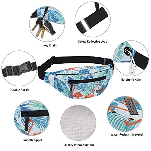 Image of Large Fanny Pack Belt Bag with Headphone Jack and 4-Zipper Pockets Adjustable Straps Waist Pack Bag for Men Women