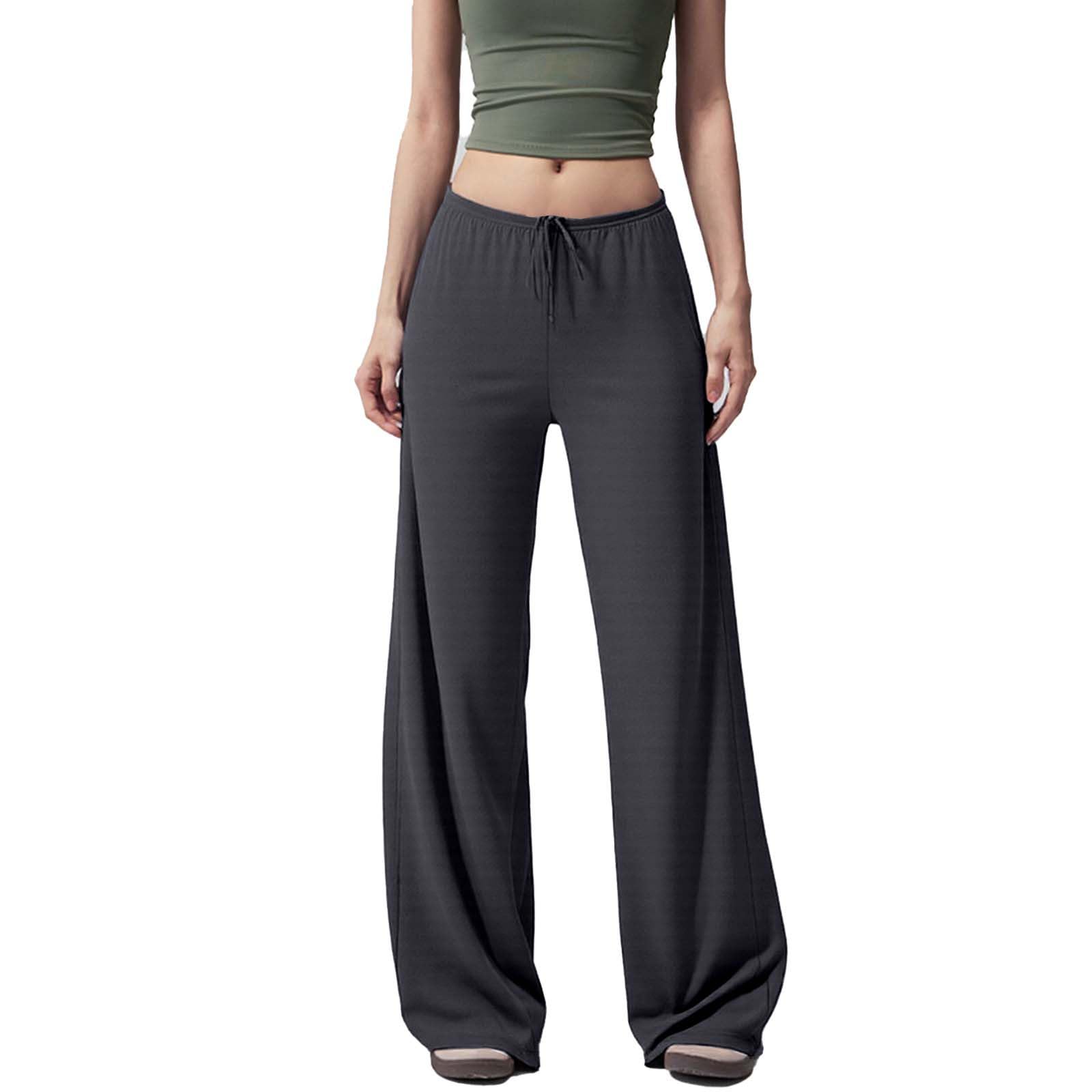 Pajama Pants for Women Wide Leg Comfy Casual Lounge Yoga Capri Pants 2026 Dressy Comfy Drawstring Pant Trousers