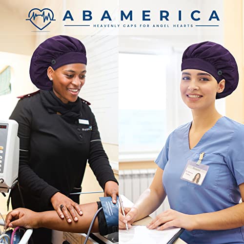 Image of ABAMERICA Bouffant Caps with Button and Sweatband, Adjustable Scrub Caps for Women Men, One Size Multi Color
