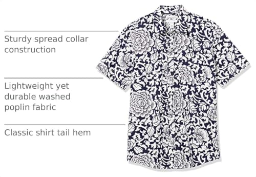 Image of Amazon Essentials Men's Regular-Fit Short-Sleeve Poplin Shirt, Collared, Washed