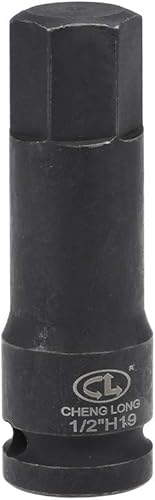 uxcell 12" Drive x H19 (0.748 in) Dócalo de impacto de broca hexagonal, métrica de 3 pulgadas de longitud, uso de acero CR-MO con destornilladores