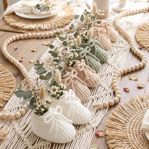 Tranqun 4 Sets Baby Booties Centerpiece No Floral DIY,Low Top,Sage Green