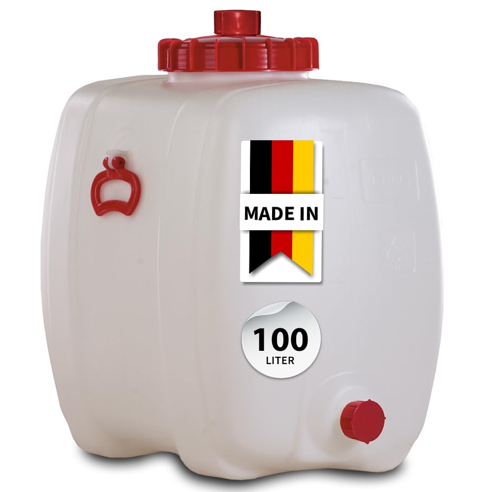 GRAF Universal-Fass 100 Liter oval aus lebensmittelechten PE Wasserkanister | Kanister, Gärbehälter, Fass, Wasserbehälter, Mostfass, Wasserfass mit Deckel, Kunststofffass, Barrel