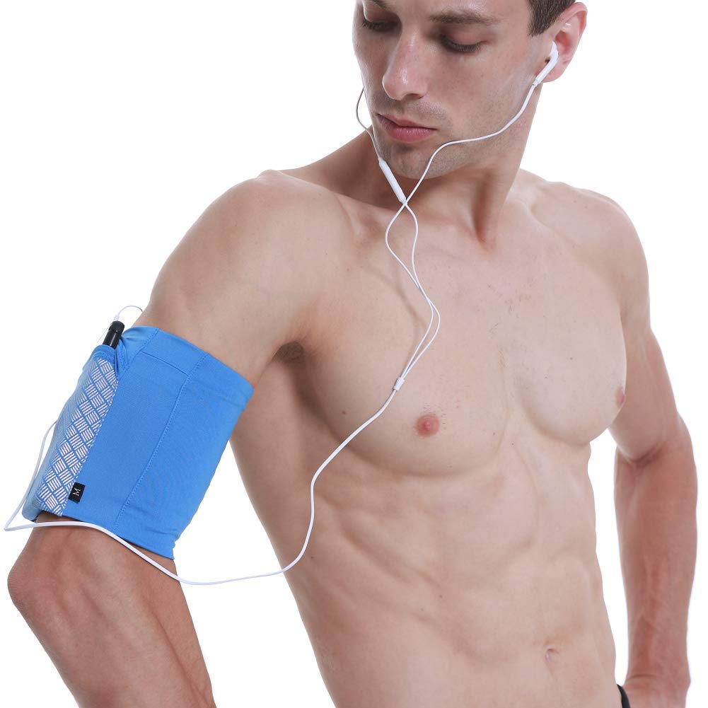 Universelles Sportarmband für alle Handys. Handy-Armband zum Laufen, Fitness und Fitnesstraining (iPhone X/8/7/6/Plus, Samsung Galaxy S9/S8/S7/S6/Edge/Plus & LG, Google & mehr), Blau, Größe M