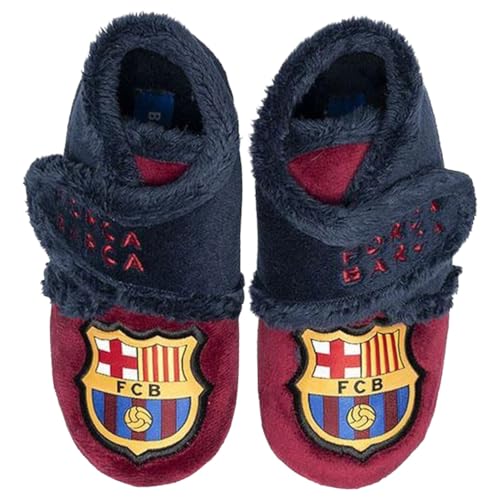 MARPEN SLIPPERS Barcelona FC Botitas Oficiales Para Invierno – Zapatillas Estar Por Casa Niño Antideslizantes – Zapatillas Andar Por Casa Cálidas – Zapatos Niña Invierno - Talla 23