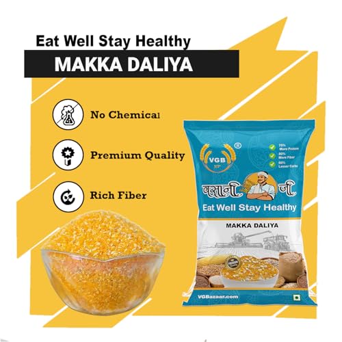 Image of Vasani G Makka Daliya | Corn Porridge | Maize Zea-Mays Makki Makai Sweet Corn Popcorn | Cracked & Broken Corn Dalia for Upma Lapsi Rava Kanji Khichdi Cereal Flakes - 1 kg