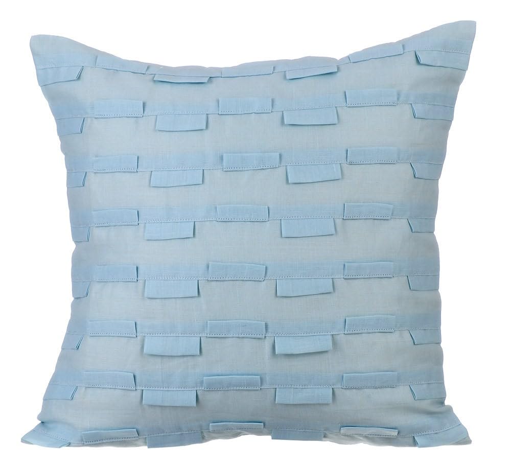 The HomeCentric Decorative Cushion Covers Pack of 2, 65x65 cm (26"x26") Blue, Cotton Throw Cushion Covers, Cushion Covers, Solid Color Pillow Shams, Contemporary Pillow Cases - Sky & Ocean