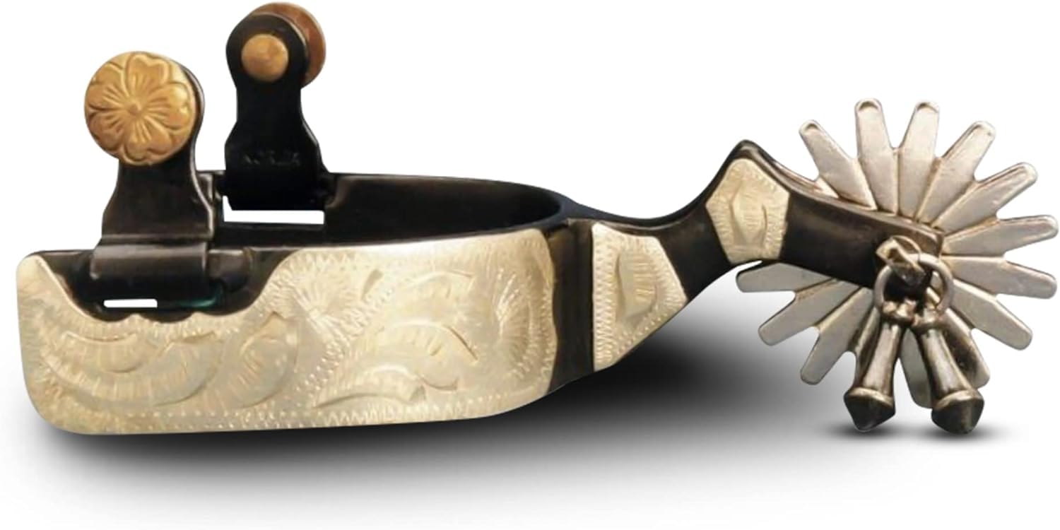 Colorado Saddlery Lady Cutter Engraved Spurs for Women - Stainless Steel Rowels & Jingle Bobs, Stylish Boot Spurs - Perfect for Trail Riding, Horse Tack, Outfitting - Comes in a Pair