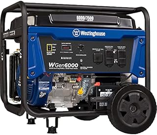 Westinghouse WGen6000 Home Backup Portable Generator, 7500 Peak Watts & 6000 Rated Watts, Transfer Switch Ready 30A Outlet, Gas Powered, CARB Compliant
