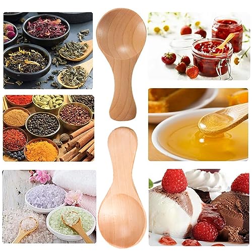 2 mini cucchiai in legno a manico corto, ideali
