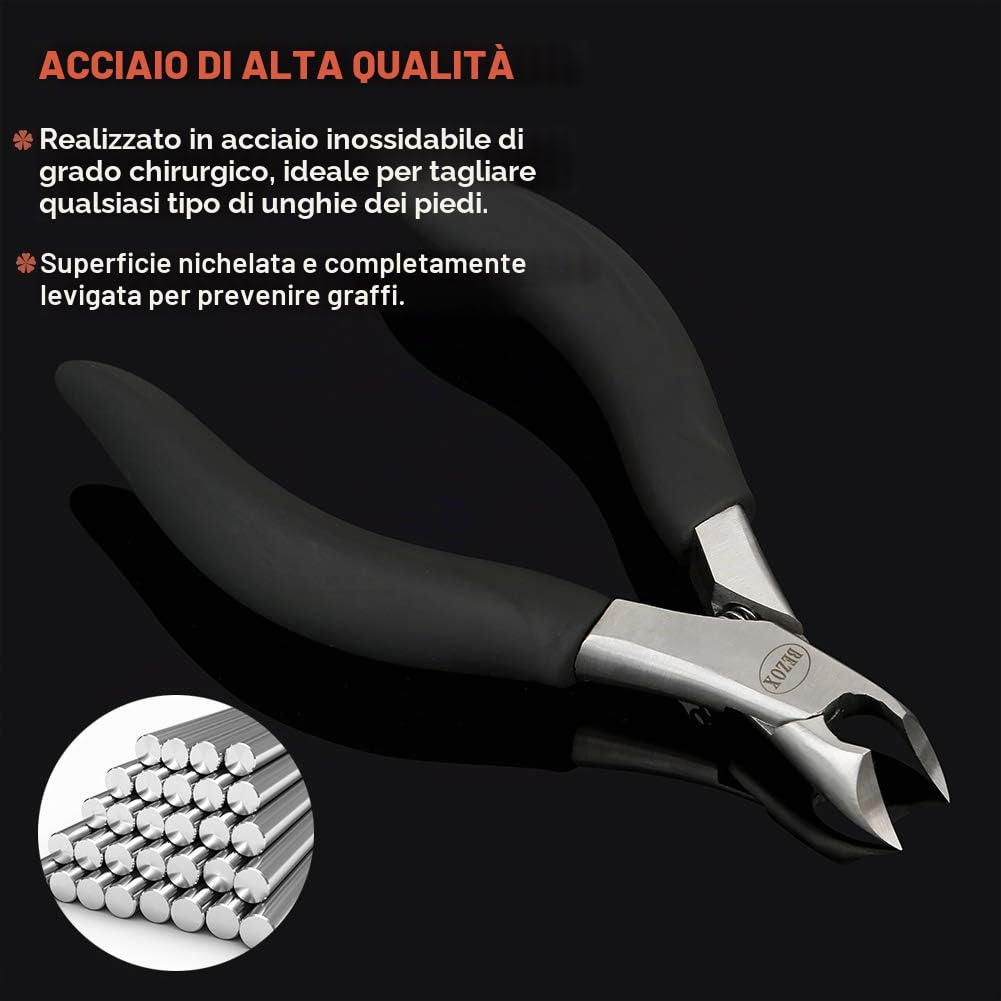 BEZOX Tronchesino Tagliaunghie di Precisione per Piedi Unghie Spesse Incarnite con Custodia
