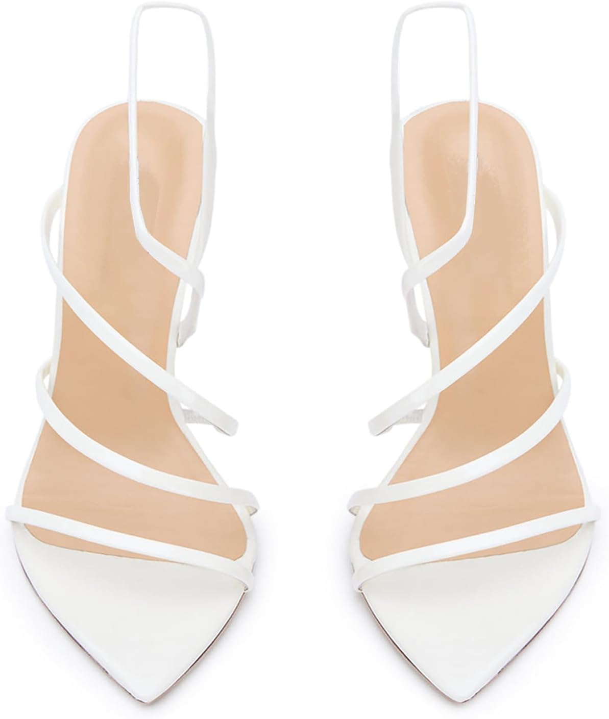 FIFSY Strappy Stilletos Heels for Women Open Toe Comfortable Prom Heels Sexy Pointed Toe Ankle Strap Sandals High Heeled Dressy Pumps Sandals for Prom, Party, Daily Wear