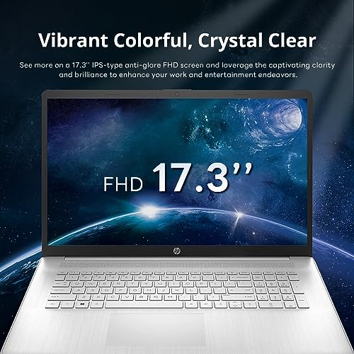 Image of HP 17.3'' FHD Business Laptop, Intel Core i5-1235U, 16GB RAM, 1TB PCIe SSD, Intel Iris Xe Graphics, Backlit Keyboard, HD Camera, Wi-Fi, Bluetooth, Win 11 Home, Silver, (Renewed)