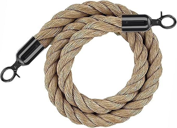 Corde de barrière anti-foule noire 10ft à mousquetons dorés