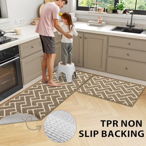Image of hicorfe Indoor Door Mat,Set of 2 Non Slip Welcome Mats for Floor,Comfort Washabe Carpet for Hallways Entryway Laundry Room(24 inchx35 inch+24 inchx71 inch Kahiki)