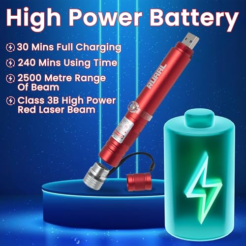 Image of Ruaal Red Laser Pointer High Power | Smart USB Rechargeable Laser Light Pen | Laser Light Powerful Long Range 2,500m Beam | Laser Pointer for Presentation, Stargazing, Outdoor Use