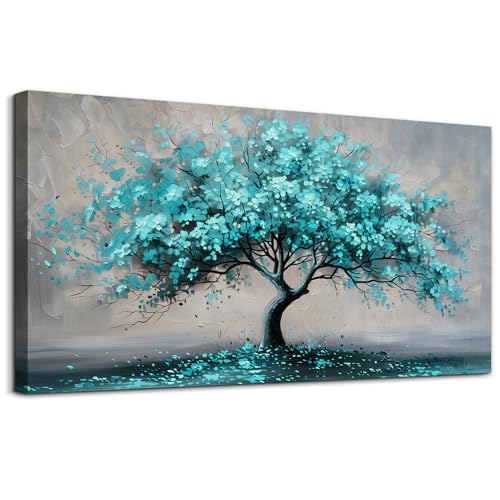 KELIYUAN Canvas Wall Art For Living Room Framed Wall Decor For Bedroom Modern Office Decorations Paintings Blue Green Tree Pictures Artwork Wall Prints Room Home Decor Aesthetic 20"x40"