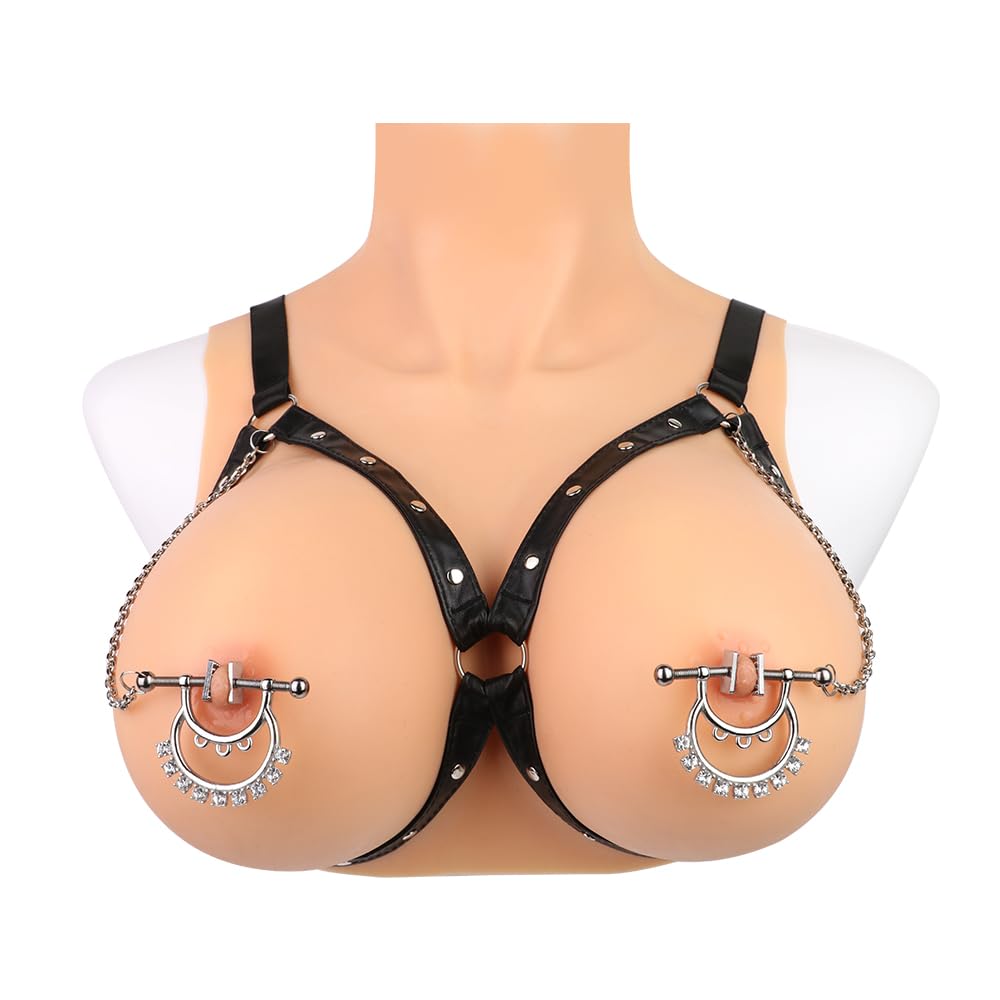 Pinces à tétons en métal pour hommes et femmes, clips de poitrine argentés avec chaîne en métal, 4 styles de bondage, ensemble collier de bondage en cuir, jouet sexuel BDSM pour adultes