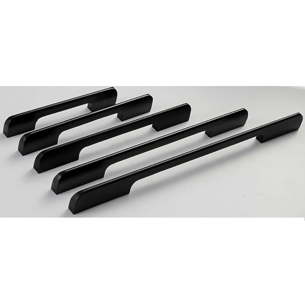 6 Pezzi Maniglie Dellarmadio, Lega Di Alluminio Maniglie Dei Tiranti Del Cassetto Moderno Distanza Tra I Fori 160mm, Lunghezza 178mm Ferramenta Per Mobili Guardaroba Cucina Credenza (Nero)