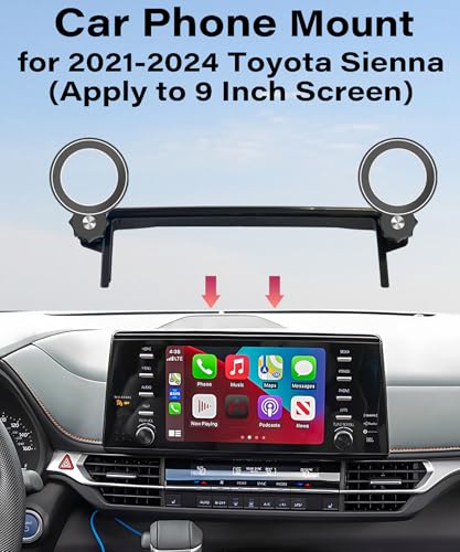 Image of Car Phone Holder for Toyota Sienna 2021 2022 2023 2024 Accessories Apply to 9 Inch Touch Screen Fixed Clip MagSafe Cell Phone Mount Hands-Free 360 Rotation