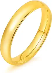 Aliança 4mm, Casamento, Compromisso, Noivado, Anel em Aço Inox 316l, Dourada, Ergonômica, Resistente ao Desgaste, Reforçado, não Enferruja e não Escurece.