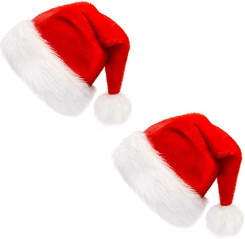 CCINEE Sombrero de Papá Noel para niños, sombreros de Papá Noel de Navidad, sombrero rojo de felpa para decoración del hogar, suministros de fiesta,