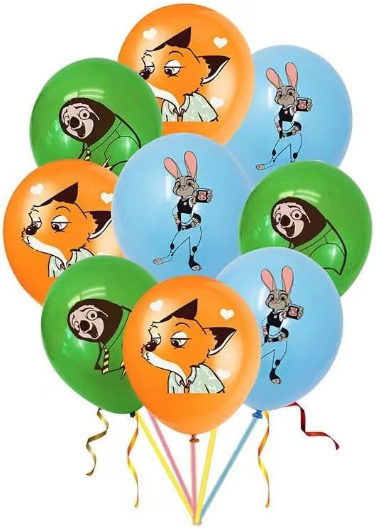 49PCS Zootopia2 Birthday Party Supplies, Backdrop, "Happy Birthday" Banner, Tablecloth, Large Aluminum Balloon, Small Aluminum Balloons, Latex Balloons, Cake Topper, Cupcake Toppers, Hanging Swirls - Image 4