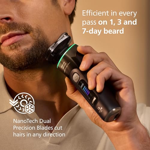 Image of Philips Norelco Shaver i9000 Prestige Ultra, Wet & Dry Electric Shaver, Black Gradient, SenseIQ Pro Technology, Triple Lift & Cut System, 360 Rotating NanoTech Precision Blades, 5 Modes, XP9405 /84