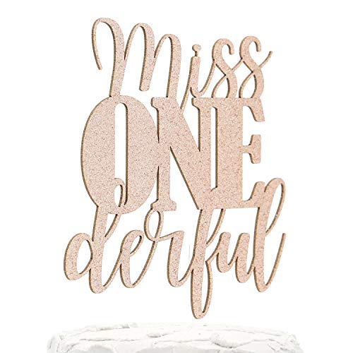 NANASUKO 1st Birthday Cake Topper - Miss Onederful - Double Sided Rose Gold Glitter - Premium Quality Made in USA