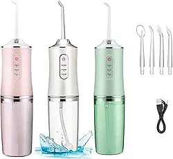 Irrigador Oral Limpeza Profunda Jato De àgua Supersônico 3 Modos Diferentes Tanque de 230ML Eletrico Dentes e Gengiva Aparelho Ortodôntico Enxaguador Bucal Eletrico - Premium