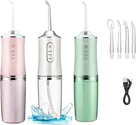 Irrigador Oral Limpeza Profunda Jato De àgua Supersônico 3 Modos Diferentes Tanque de 230ML Eletrico Dentes e Gengiva Aparelho Ortodôntico Enxaguador Bucal Eletrico - Premium