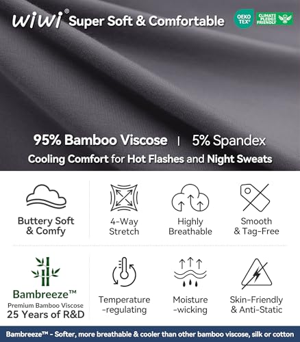 Image of WiWi Viscose from Bamboo Women's Pajamas Set Super Soft Button Down Top and Pants Sleepwear Cooling Pjs S-3X