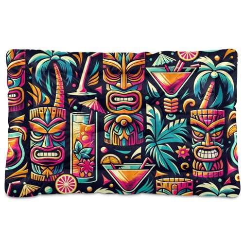 Jihqo Dog Bed Mat Mexican Tropical Palm Trees Large Dogs Crate Pad Washable Non-Slip Soft Pet...