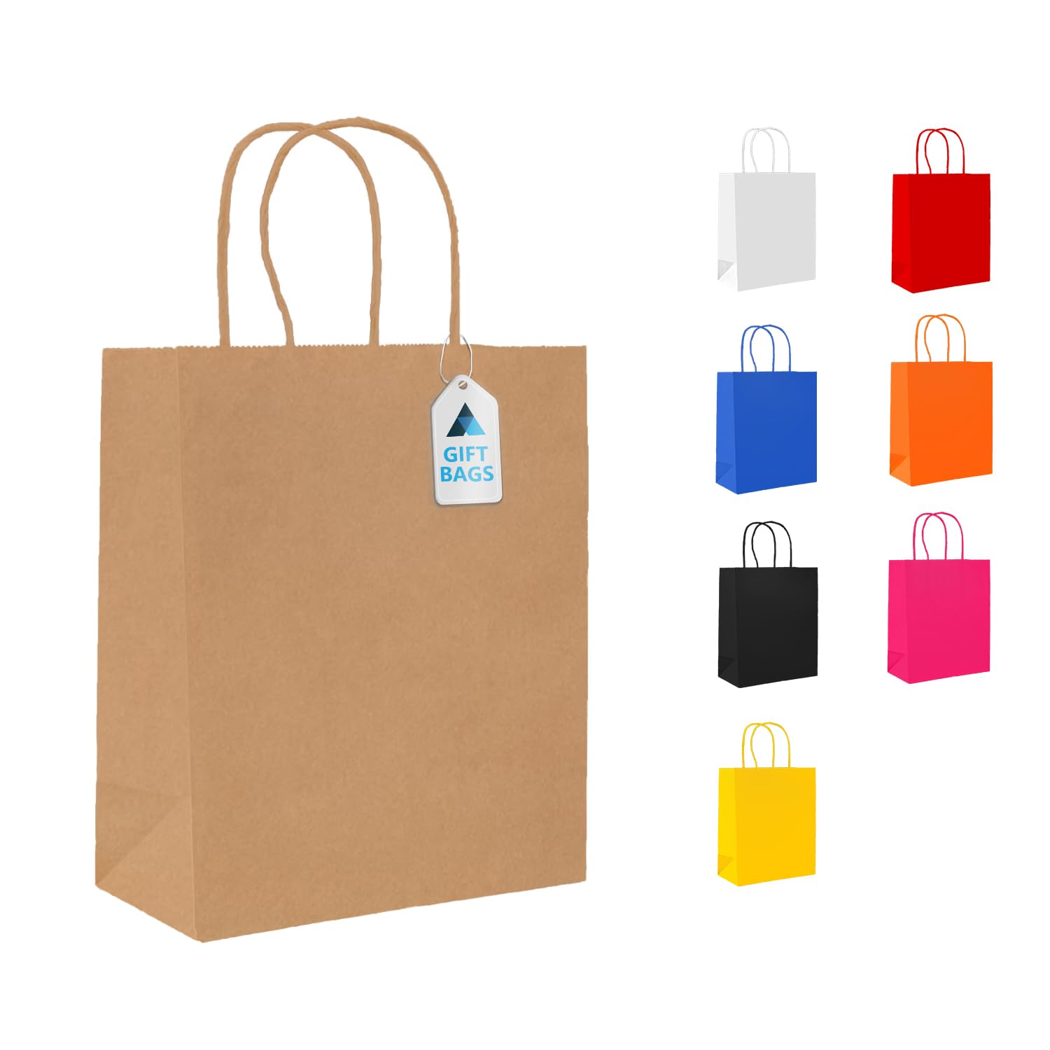 Nationwide Paper 50 Small Brown Paper Party Bags Present Bag Kraft Paper Bags with Handles, Thick Kraft Bag for Kids, Present, Candy, Cookie, Celebrations, Baby Shower, Birthday (18x9x22cm)
