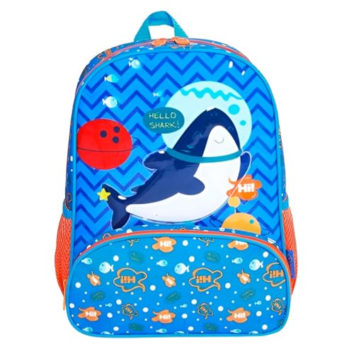 Mochila Infantil De Costas Animais Bichinhos Escolar Para Escola Viagem Passeio Creche Menino Menina Masculino Feminino Desenho Tubarão Dinossauro Tigre (Tubarão)